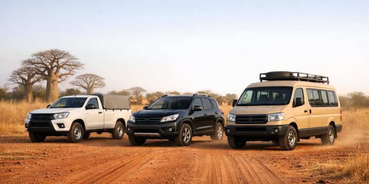 Voitures adaptées aux routes rurales au Sénégal